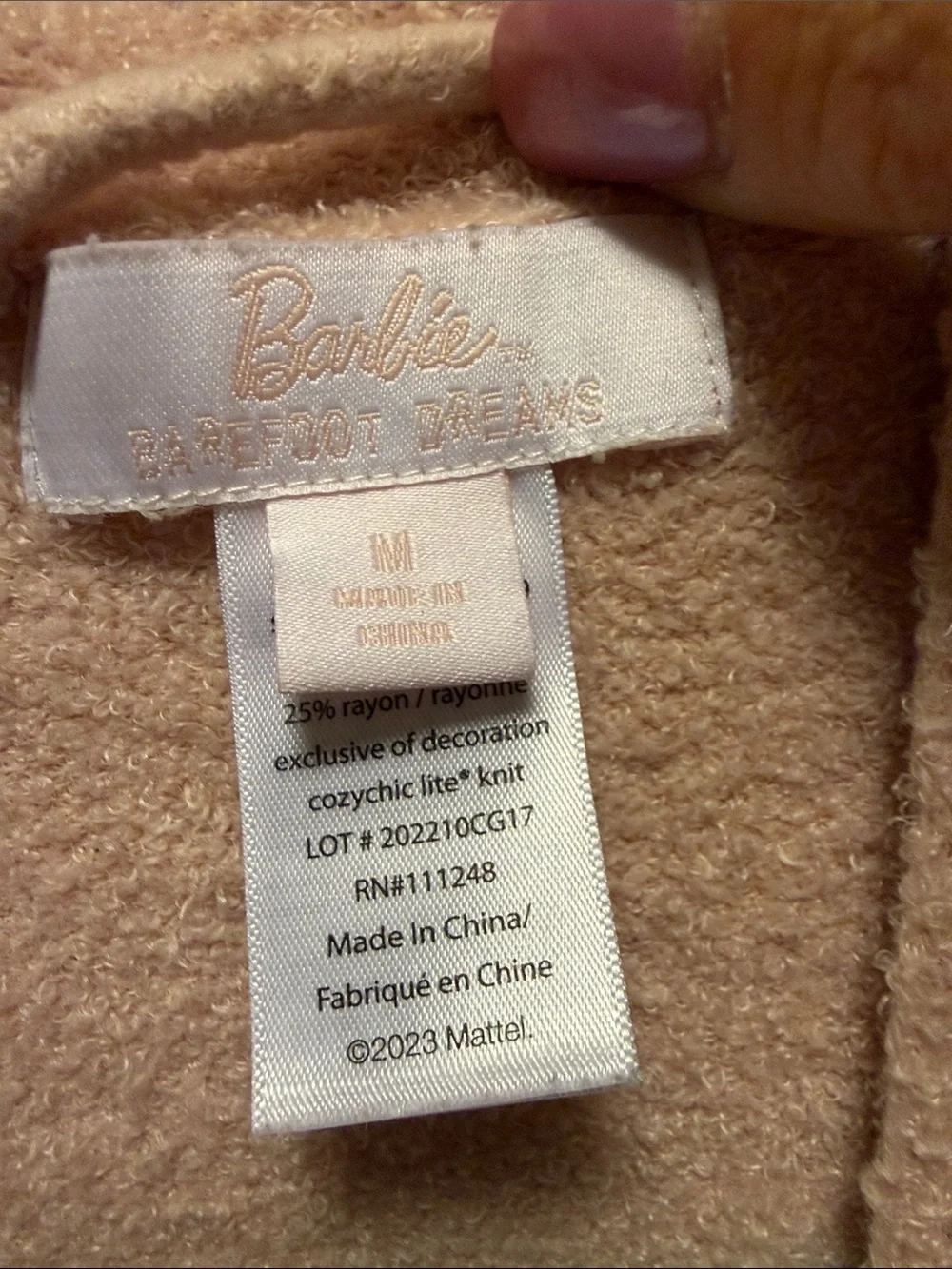 Barbie Pink Terry Cloth Robe with White Logo - Picture 5 of 7